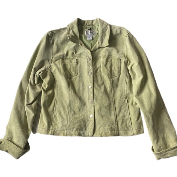 Vintage Live a Little Green Leather Jacket - Picture 2 of 4